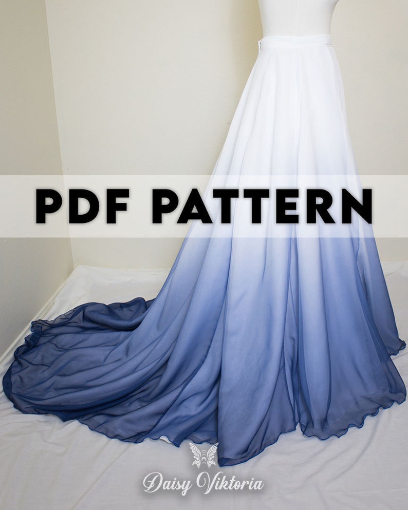 Formal / Bridal Train Skirt With Pockets PDF Pattern image 1