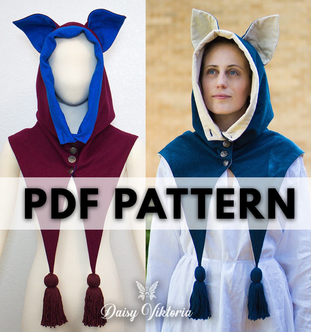 Medieval Cat Hood LARGE PDF Pattern and Tutorial Larp - Etsy