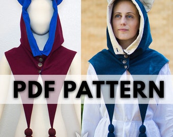 Medieval Cat Hood LARGE PDF Pattern and Tutorial – Larp, Reenactment, Cosplay, Fantasy Costume