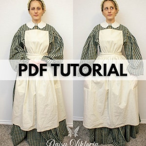 1860s Civil War / Victorian Era Work or Pinner Apron - Living History, Larp, Historical, Fantasy Costume - PDF Tutorial APRON ONLY