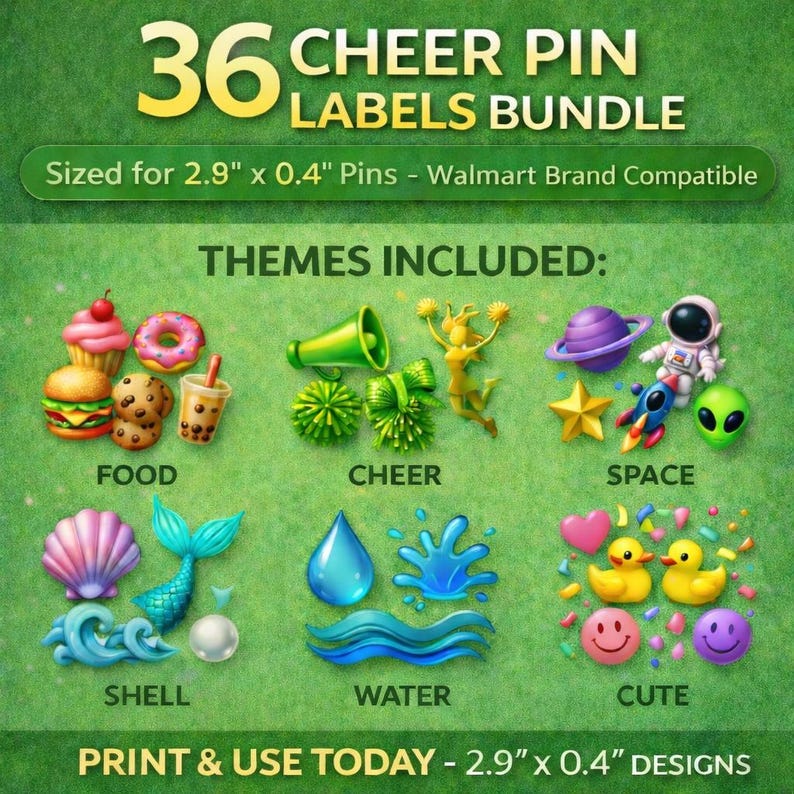 36 Cheer Pin Labels Bundle (2.9