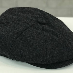 Classic Dark Charcoal Wool Blend Newsboy Cap Mens