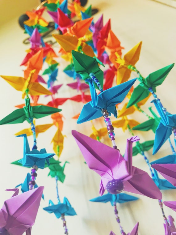 Rainbow Crane Mobile Medium Etsy