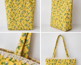 Rustic Yellow Floral Market Bag