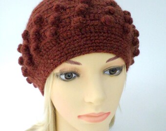 Ladies beanie hat Soft woolen crochet hat