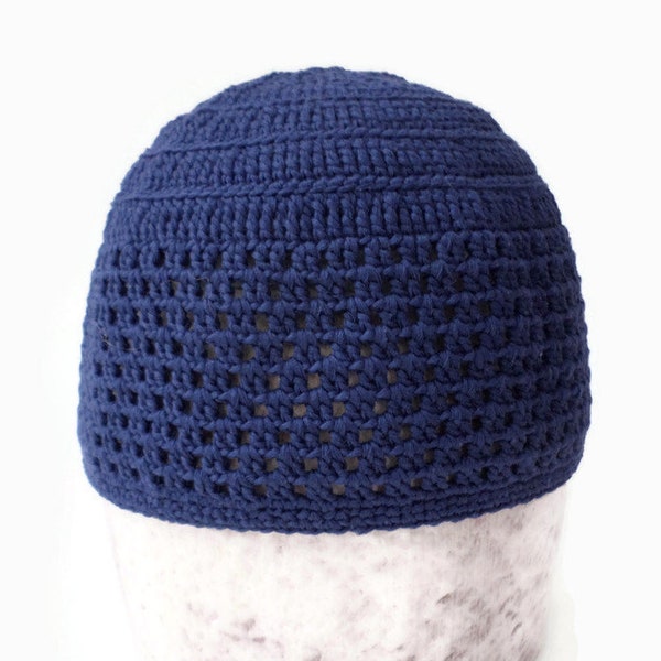 Summer hat, navy blue soft cotton cap for men Kufi hat