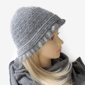 Woolen panama hat Soft grey cloche hat