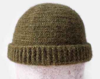 Fisherman hat, soft alpaca merino wool crochet Beanie hat, scull cap