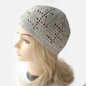 Linen cotton beanie, summer midseason hat, skull cap