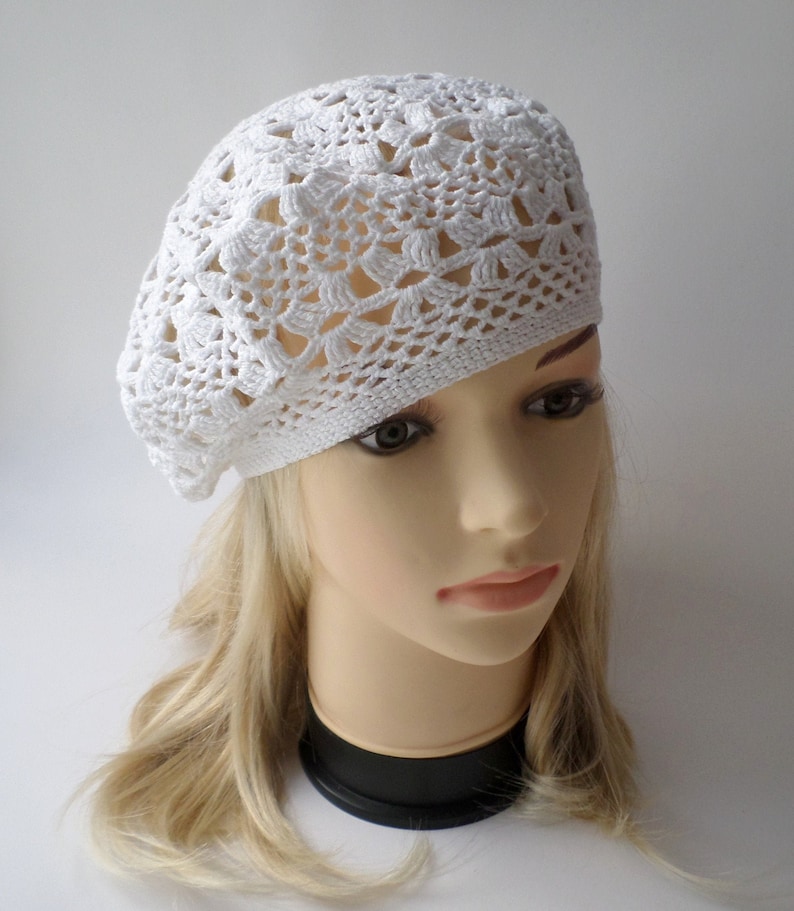 Ladies Summer Beret White Linen Cotton Sun Hat Etsy