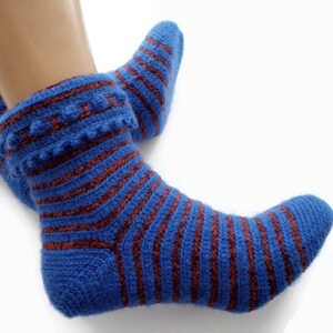 Woolen handmade striped socks Slipper boots Soft and durable home bed socks