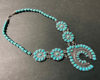 Blue Howlite Pendant Statement Necklace, Gemstone Necklace, Handmade, Beaded, Statement Jewelry for Women, Beaded Necklace, Chunky