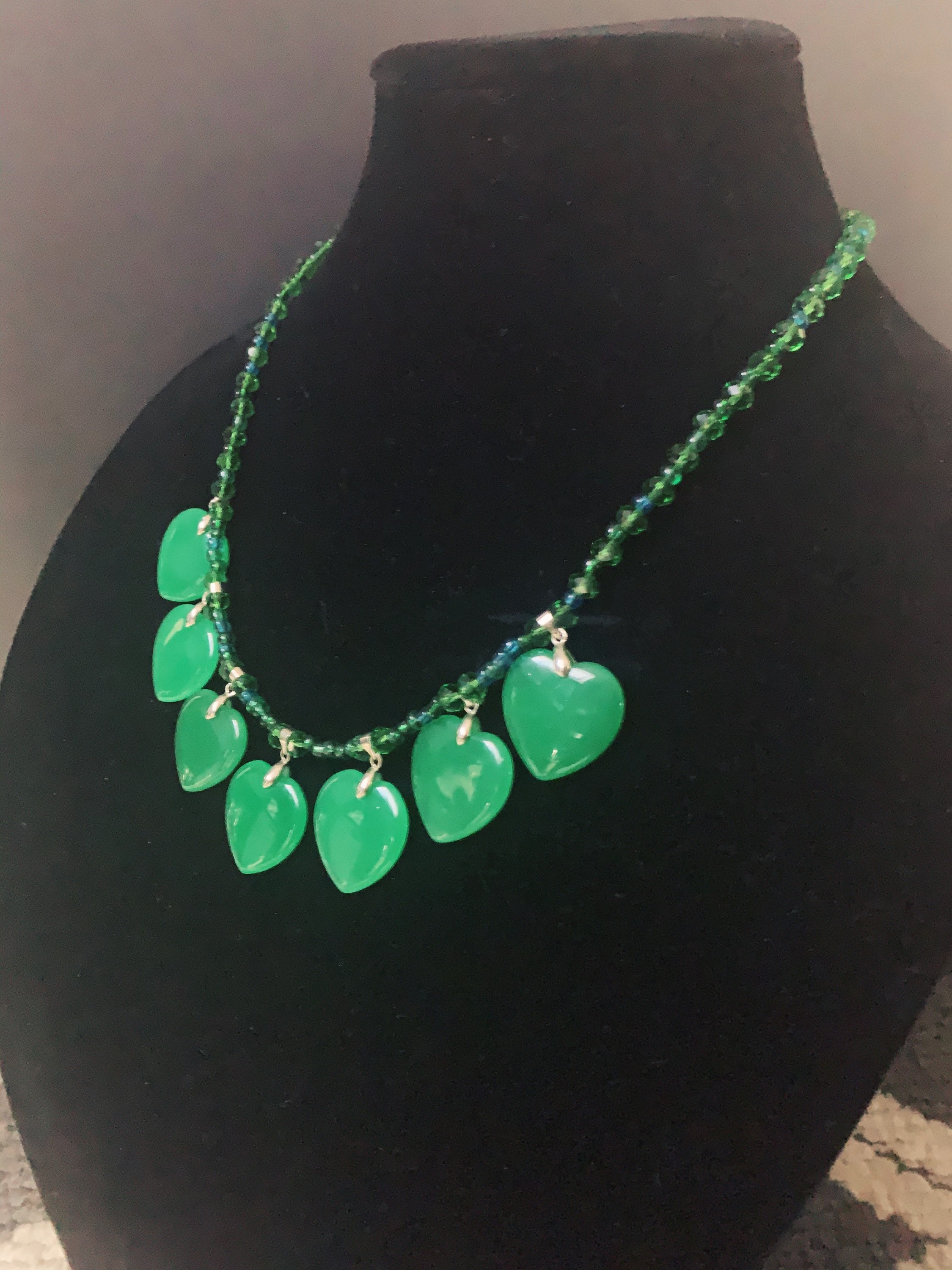 Handmade Dark Green Aventurine Heart Necklace Beaded | Etsy