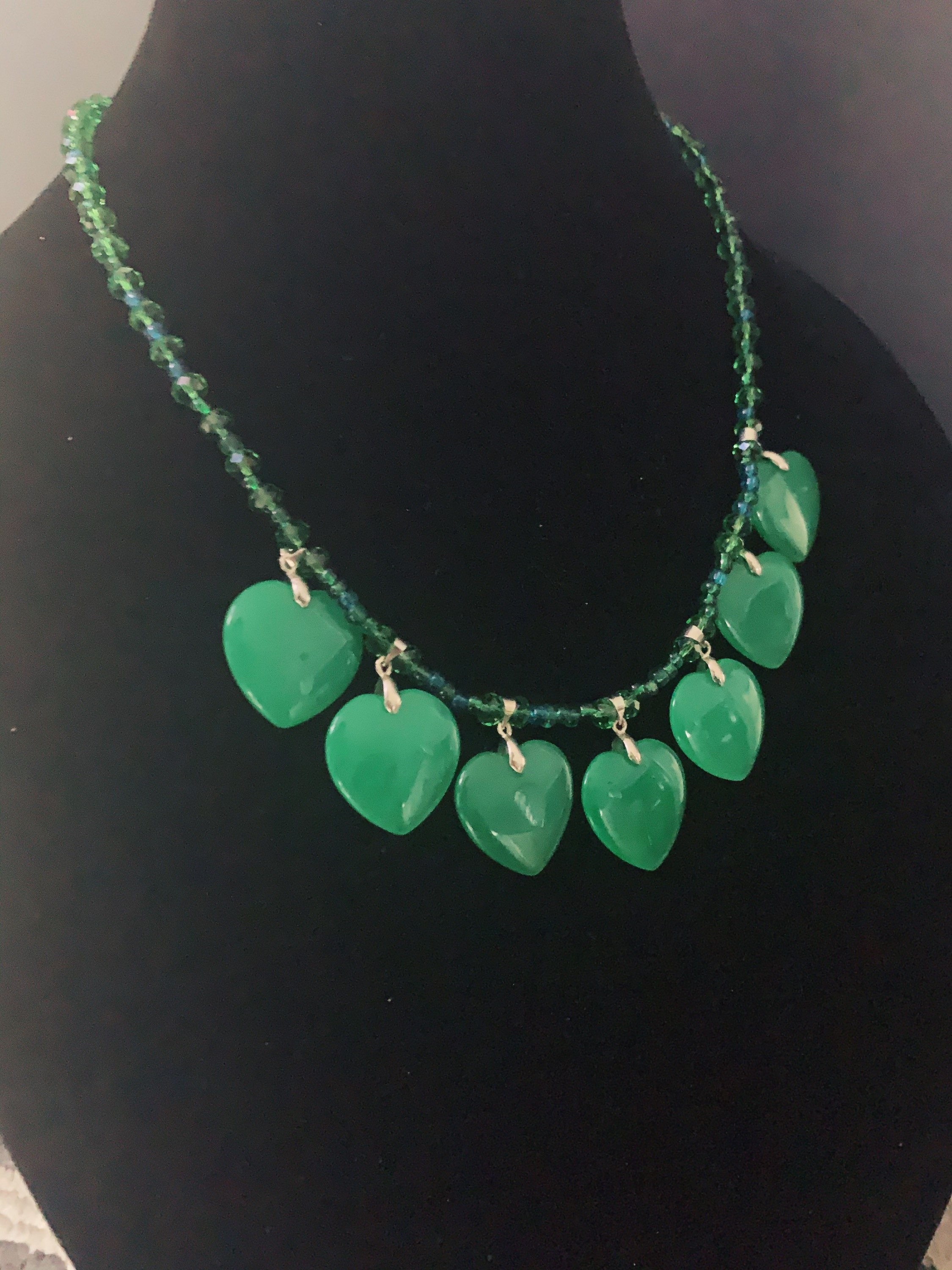 Handmade Dark Green Aventurine Heart Necklace Beaded - Etsy