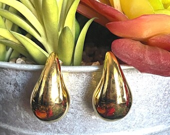 14KT Gold Plated Small Teardrop Earrings, High Quality Waterdrop Earrings, Statement Earrings, 1 inch long Earrings