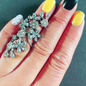 Indian Turkish jewelry Ethnic Ring For Women Bijoux Femme Black cocktail ring Resin Carved Ring with crystal rhinestones Size 10