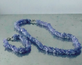 Collana e bracciale in pietra preziosa viola, gioielli fatti a mano, gioielli da donna, pietre naturali