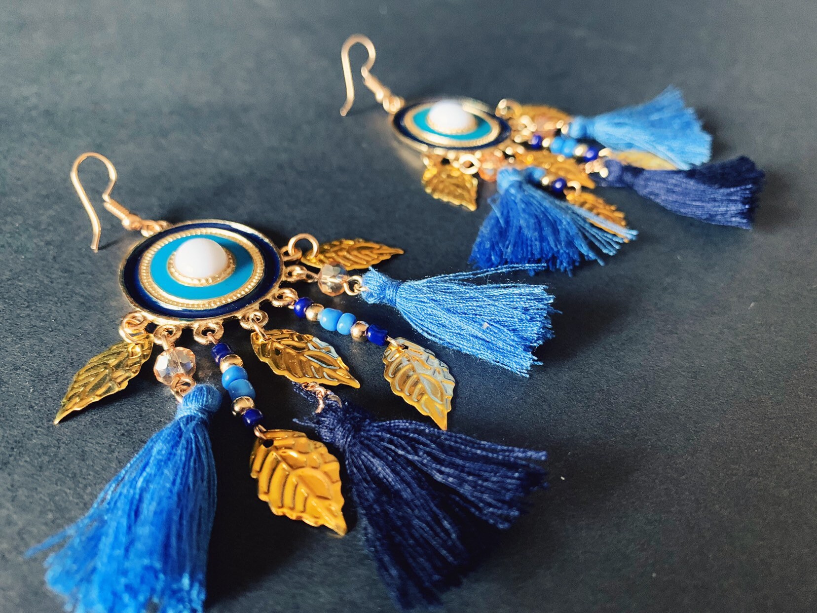 Handmade Earrings With Cup Chain Tassels