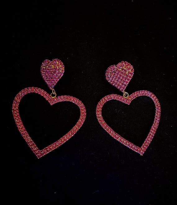Orecchini A Cuore Boho Con Cristalli E Strass – Stile Vintage In Oro – Gioielli Fashion Per Donne E Ragazze