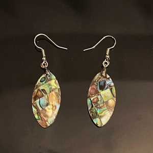 Small Teardrop Abalone Shell Drop Earrings, Handmade, Dangle Earrings, Iridescent Color Fashion Earrings, Bohemian Style Earrings, Gift