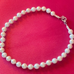 Single Stranded Glass Pearl Bead Choker, Beaded Necklace for Women, Bridal/Wedding Jewelry