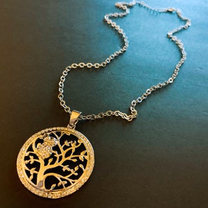 Tree of Life Silver Plated pendant necklace, long Necklace, pendant necklace for women, Chain