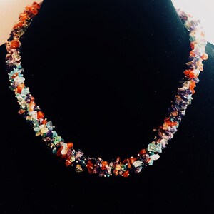 Multi color gemstone necklace, handmade, Women&#39;s jewelry, bohemian jewellry, gift