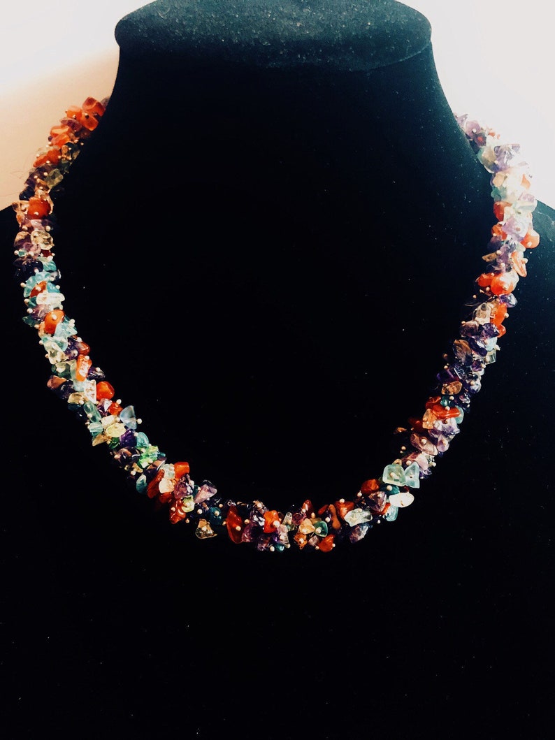 Multi Color Gemstone Necklace, Handmade, Women's Jewelry, Bohemian
