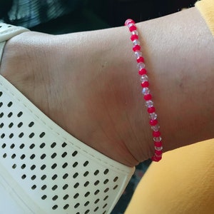 Handmade Swarvorski Crystal beaded anklets, beaded anklet for women, red/clear