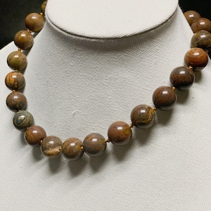 Green Jasper Round Beaded Necklace, Collar Necklace, Choker, Handmade, Gemstone Necklace, Jewelry for Women, Bohemian Style