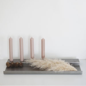 modern Advent wreath I candlestick made of crude steel