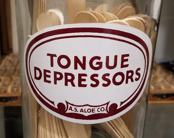 Vintage Tongue Depressors Glass Storage Container AS Aloe Company Etsy