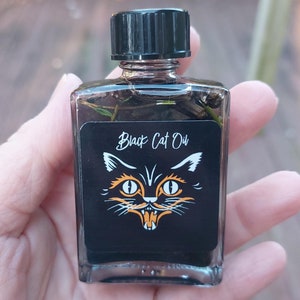 Black Cat Oil - Handmade - Prosperity Wealth Protection
