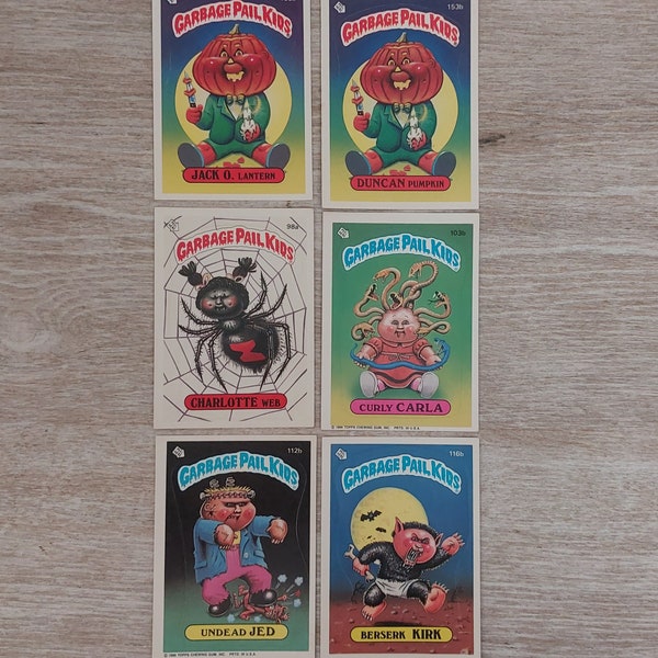 1986 GARBAGE PAIL KIDS "Halloween Themed" Cards Jack O Lantern Duncan Pumpkin and More Free Shipping