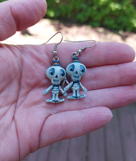 Adorable Vintage Russ Halloween Skeleton Earrings Etsy