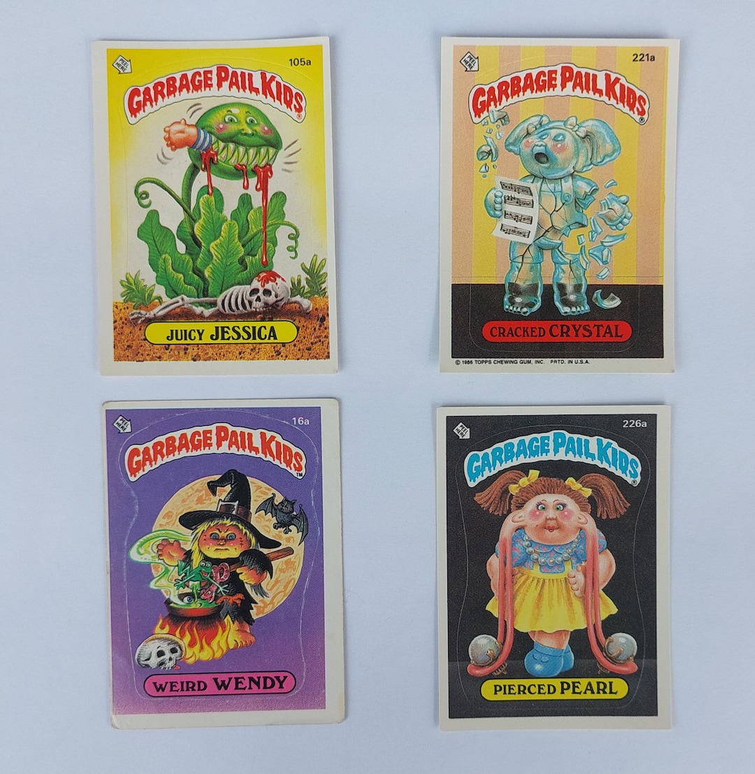 1986 GARBAGE PAIL KIDS Girl's Names Jessica, Crystal, Wendy, Pearl