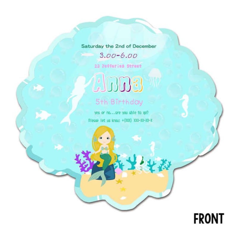 16 pieces Mermaid theme birthday party invitation cards