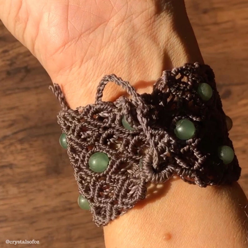 Gemstone Macrame Cuff /& Keychain combo Adventurine