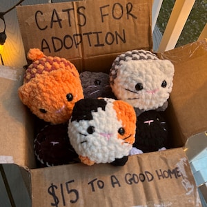 Cat Plushie: Crochet Siamese, Tabby, Orange, Calico, Tuxedo, Striped image 1