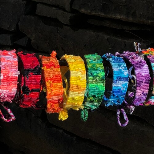 Recycled Rag Rug Friendship Bracelet Upcycled Handmade Etsy