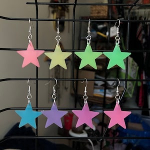 Glow in the Dark Star Earrings: Eight Colors Space Stars Astrology Stellar Luminous Festival Rave Concert Celestial Novelty Funky Weird