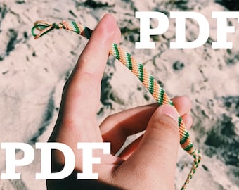 Pulsera de amistad Candystripe PDF Tutorial Descarga instantánea Campamento de verano a rayas Fácil para principiantes