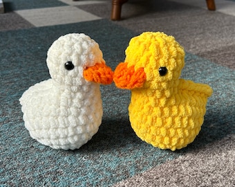 Rubber Duckie and Goose | Crochet Plushie Amigurumi Squishy Stuffed Animal Creature Marine Ocean Bird Lake Lover Chaotic Funny