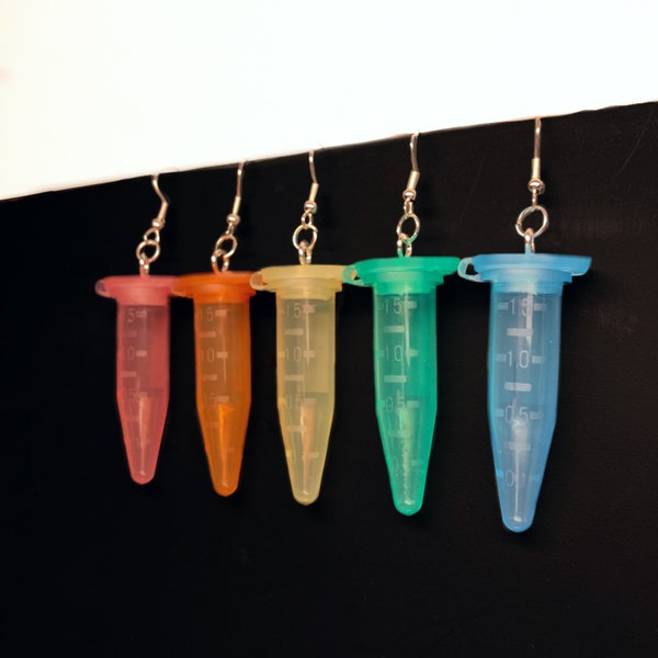 Centrifuge Tube Earrings Science Engineering Test Tube Nerdy Geeky Biology Chemistry Lab Laboratory Conical Eppendorf Jewelry Pastel Cute