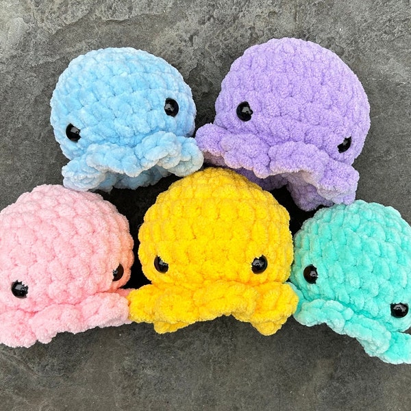 Squishable Octopus Plushie Soft Chenille Crochet Cute Adorable, Squishy Stress Ball Stuffed Gift Plush Decor Pink Yellow Green Blue Purple