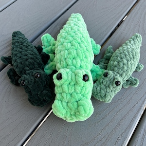 Alligator Crochet Plushie Amigurumi Squishable Stuffed Animal Green Face Reptile Lake Florida Crocodile - Multiple Sizes