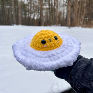 Crochet Egg Plushie Amigurumi Breakfast Pretend Food Chenille Squishy Sunny Side Up Cute Stuffed Animal Culinary Squishable