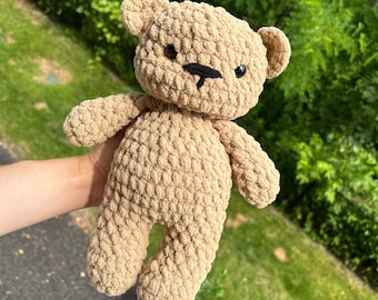 Oso de peluche amigurumi de ganchillo, peluche de oso marrón tierno, suave y esponjoso, para niños y adultos, regalo hecho a mano