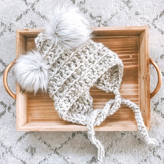 baby faux fur pom pom hat