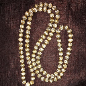 Conch Shell Japa Mala, Carved with Om Mani Padme Hum